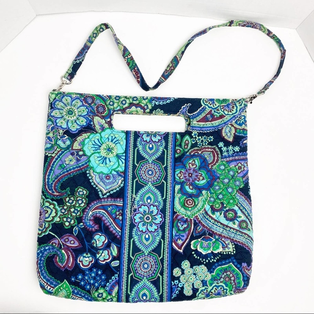 VERA BRADLEY Blue Rhapsody Removable Strap Clutch Tote Bag Casual Boho Artsy